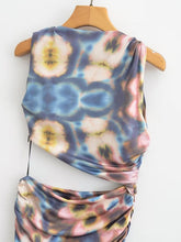 New Slim Fit Hollow Design Printed cutout short Dress